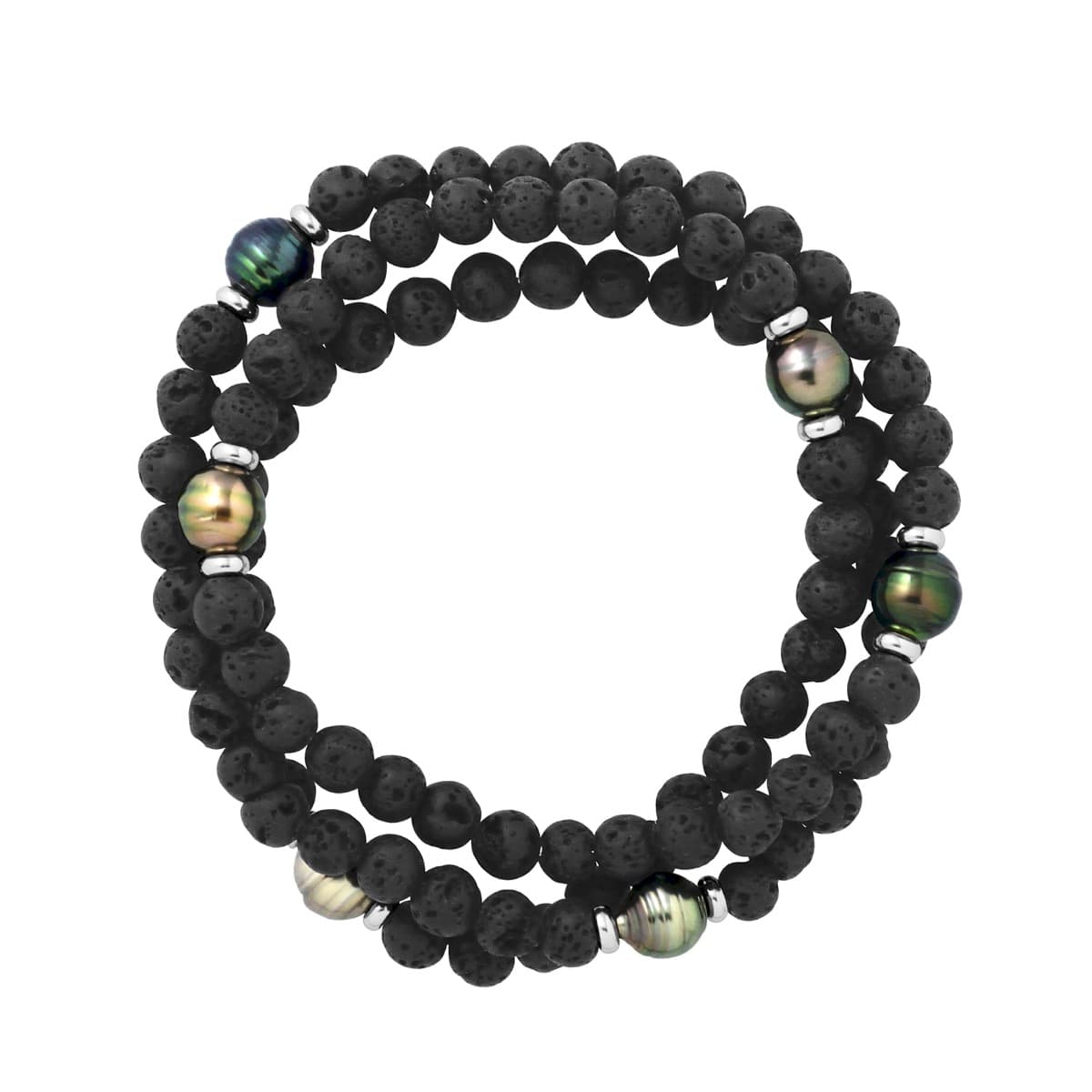 Bracelet Véritables Perles de Tahiti Cerclées 8-9 mm — Argent 925 Millièmes — 60 cm — Homme 2