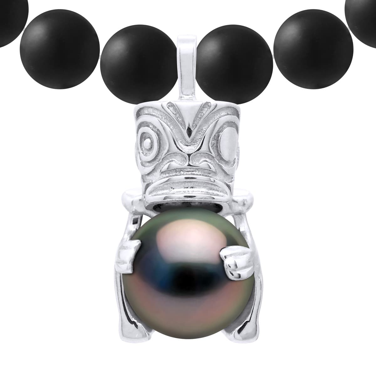 Collier Perles de Tahiti Rondes 9-10 mm — Argent 925 Millièmes — 50 cm — Homme 1