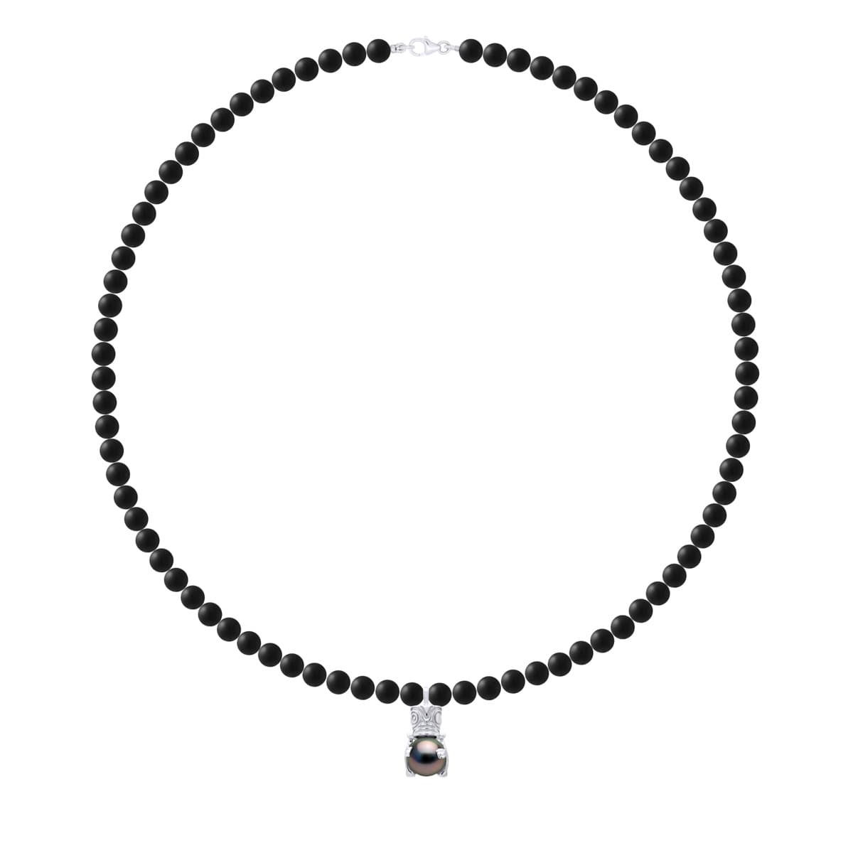 Collier Perles de Tahiti Rondes 9-10 mm — Argent 925 Millièmes — 50 cm — Homme 2