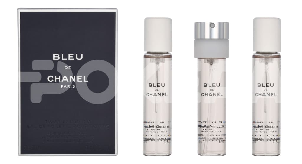Chanel Bleu De Chanel Pour Homme Giftset 60ml - 3x Edt Spray Refill 20ml - Twist and Spray - Travel Sprays 1