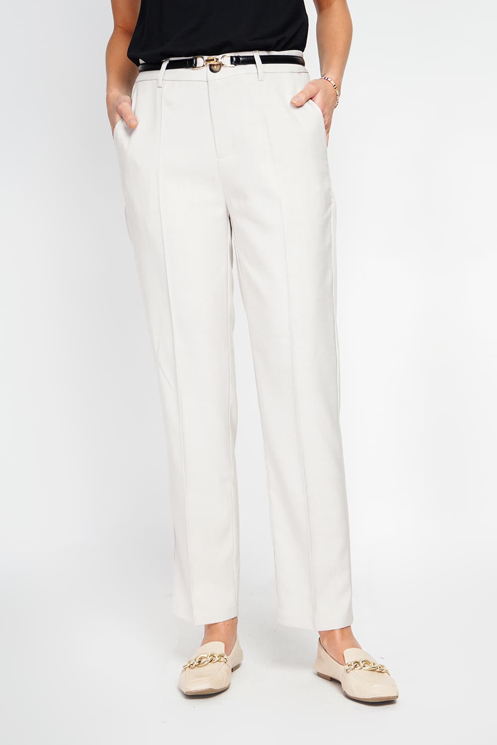 Pantalon taille mi-haute poches sur le devant 1