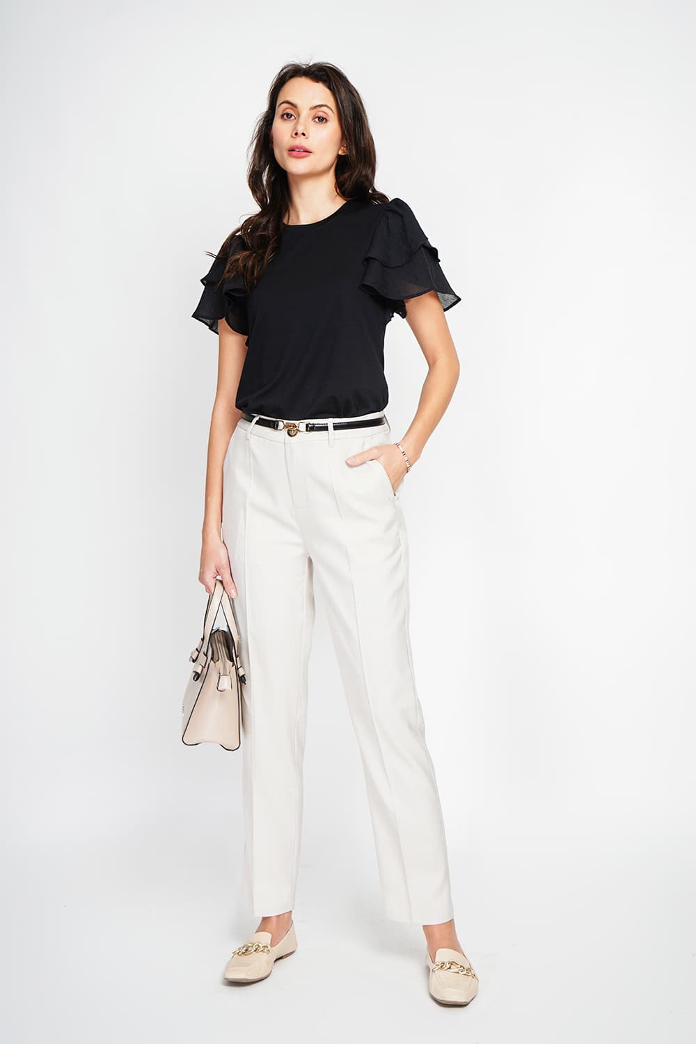 Pantalon taille mi-haute poches sur le devant 9