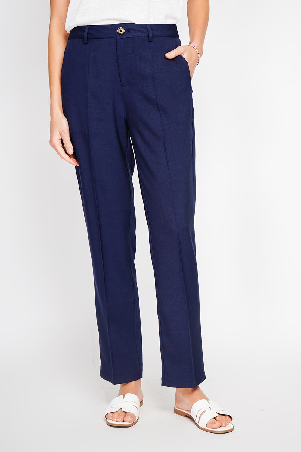 Pantalon taille mi-haute poches sur le devant 6