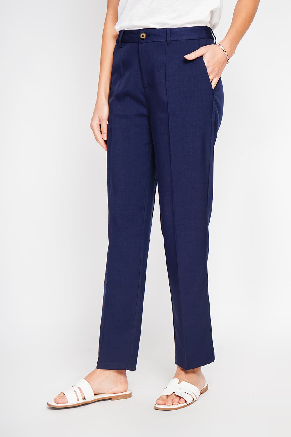 Pantalon taille mi-haute poches sur le devant 7
