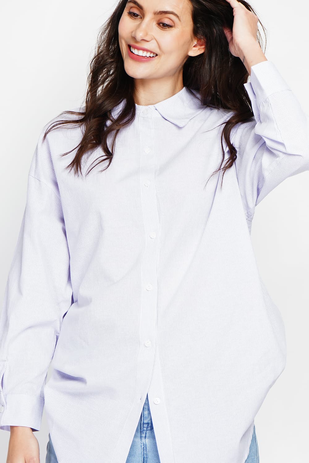 Tunique col chemise boutonnée au dos et poignet à manches longueur 6