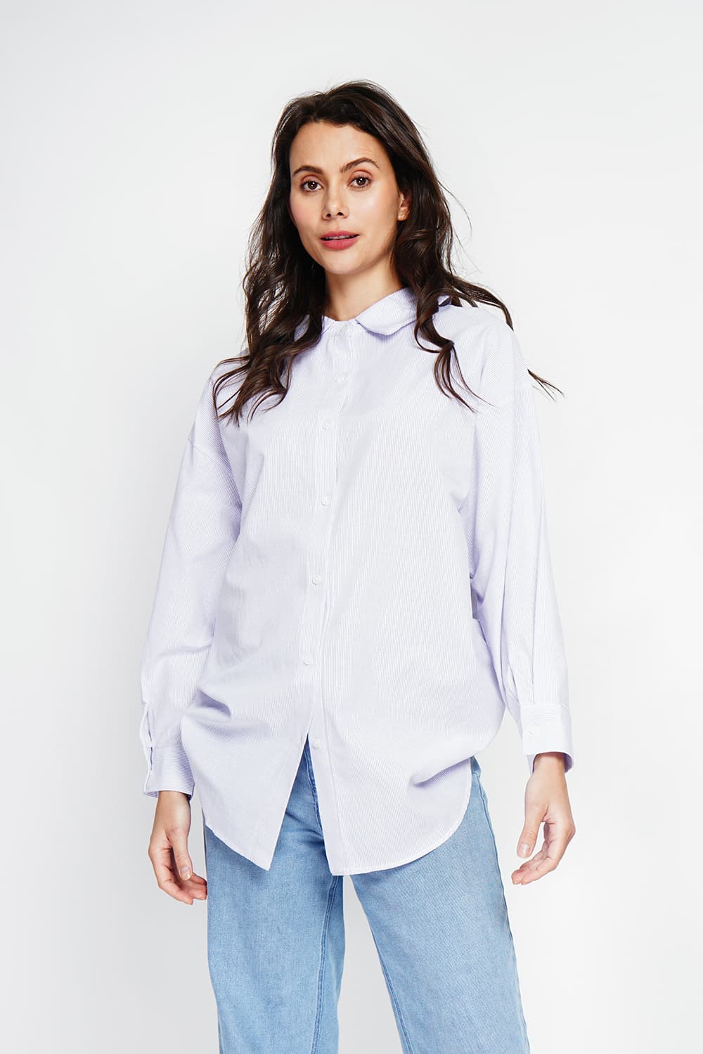 Tunique col chemise boutonnée au dos et poignet à manches longueur 7