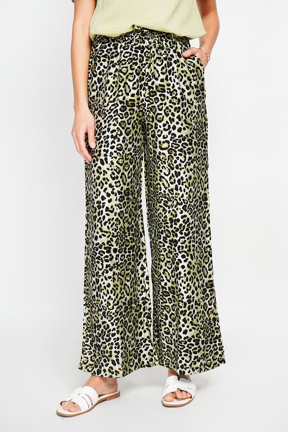 Pantalon taille haute en léopard avec cordons de serrage avec poches 10