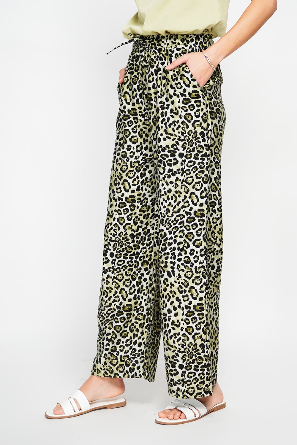 Pantalon taille haute en léopard avec cordons de serrage avec poches 11