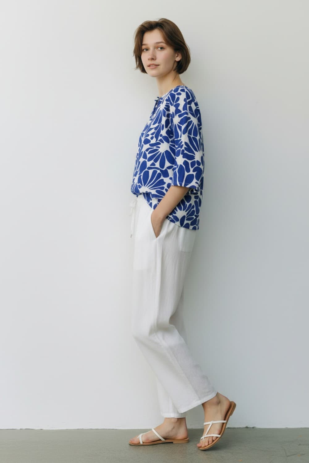 Pantalon taille haute avec cordons de serrage avec poches 4