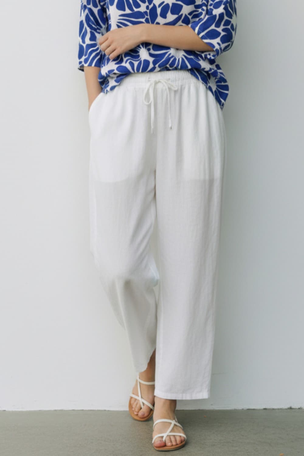 Pantalon taille haute avec cordons de serrage avec poches 17