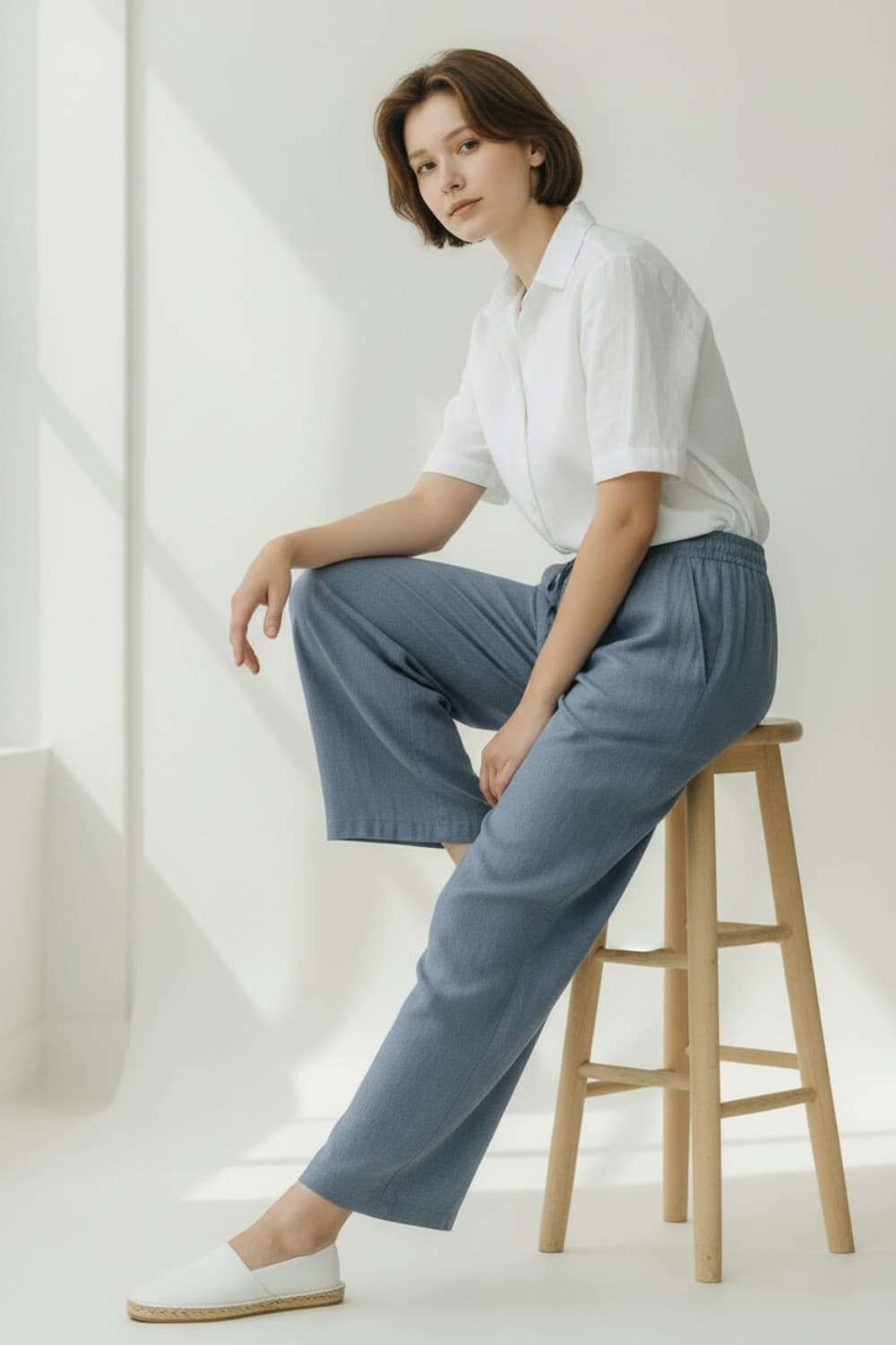 Pantalon taille haute avec cordons de serrage avec poches 8