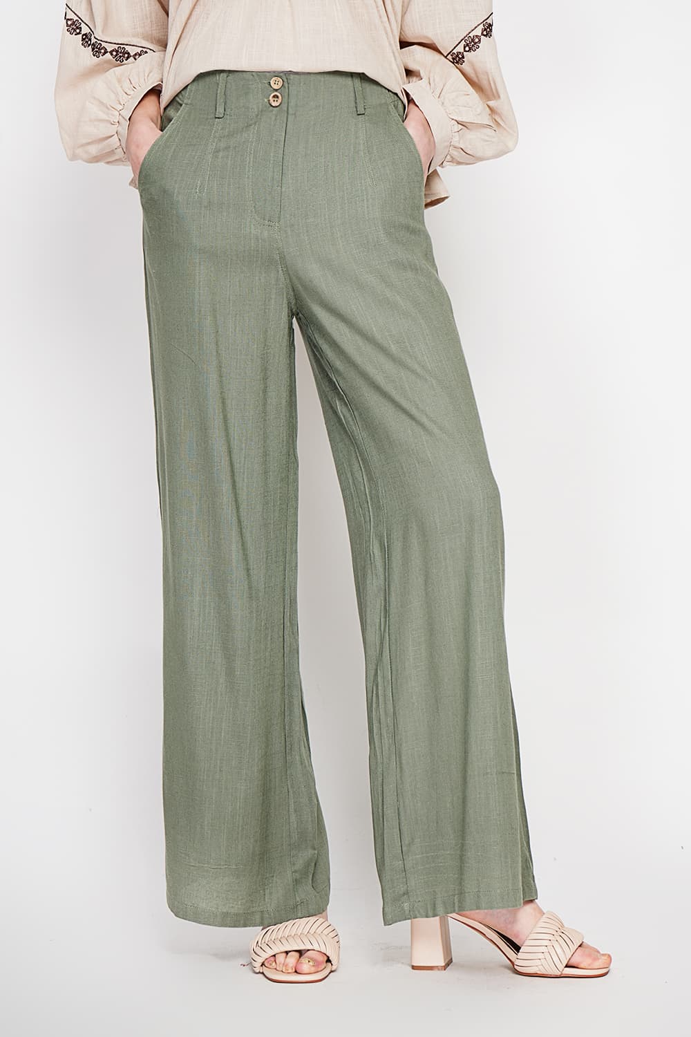 Pantalon ample Taille élastique à l'arrière avec poche plaquée 1