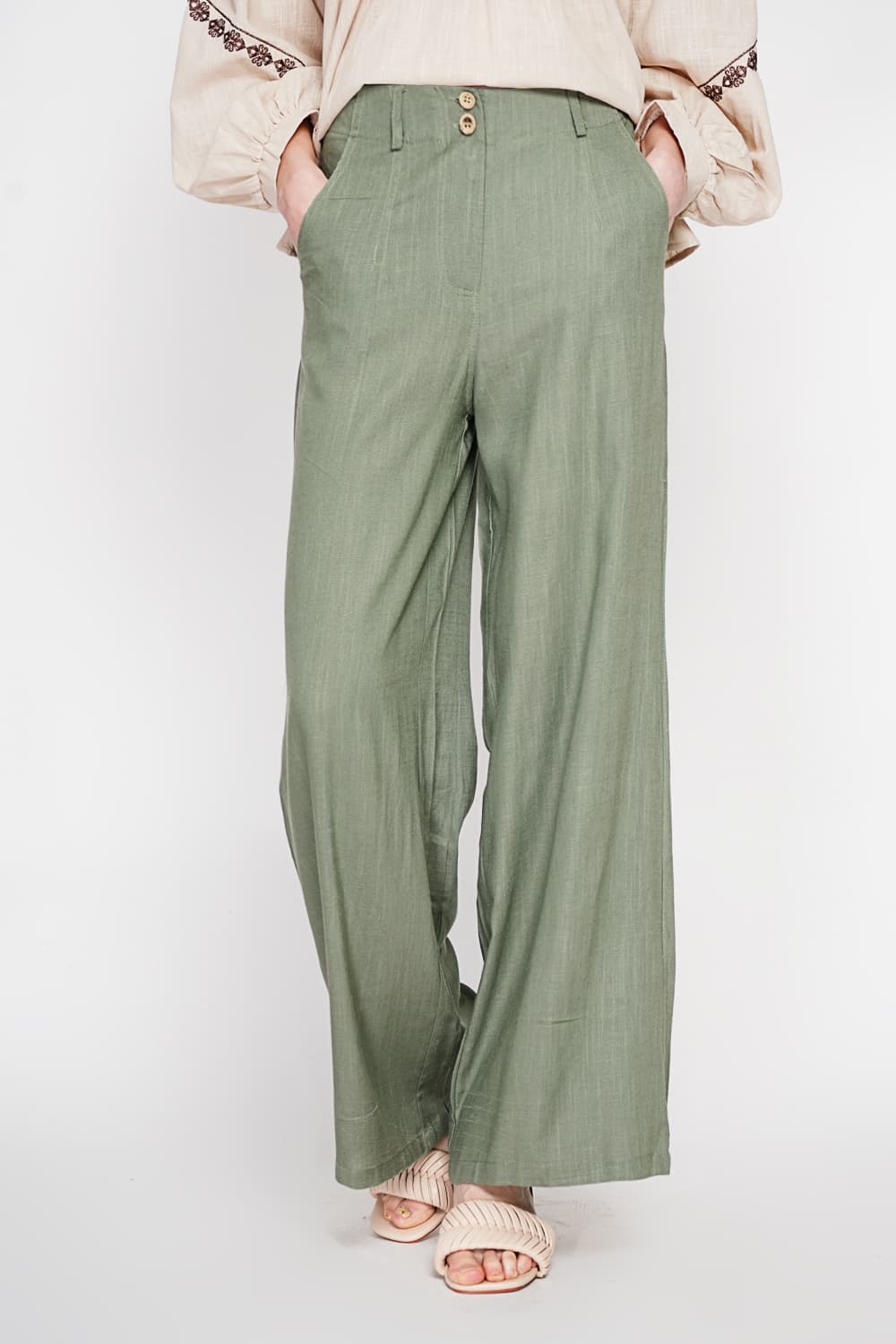 Pantalon ample Taille élastique à l'arrière avec poche plaquée 2