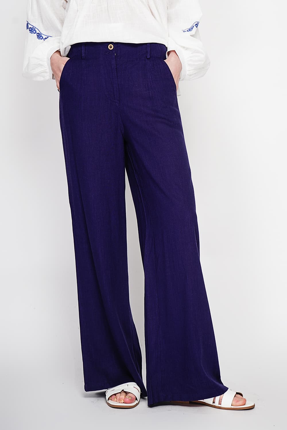 Pantalon ample Taille élastique à l'arrière avec poche plaquée 9