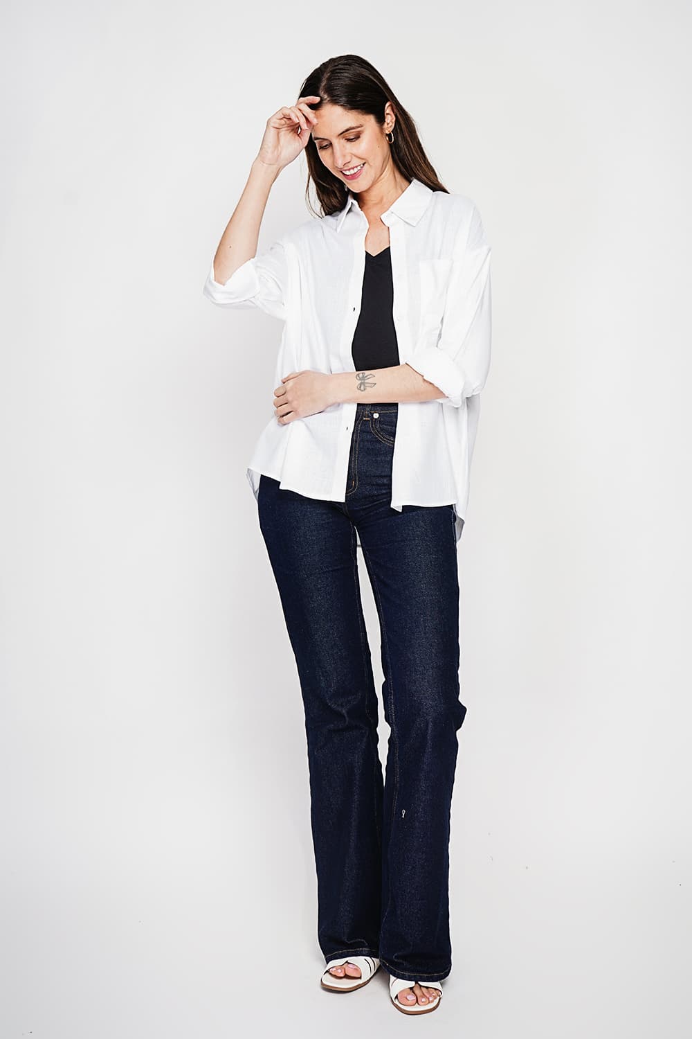 Chemise longue coupe oversize Poche poitrine à manches longues 7