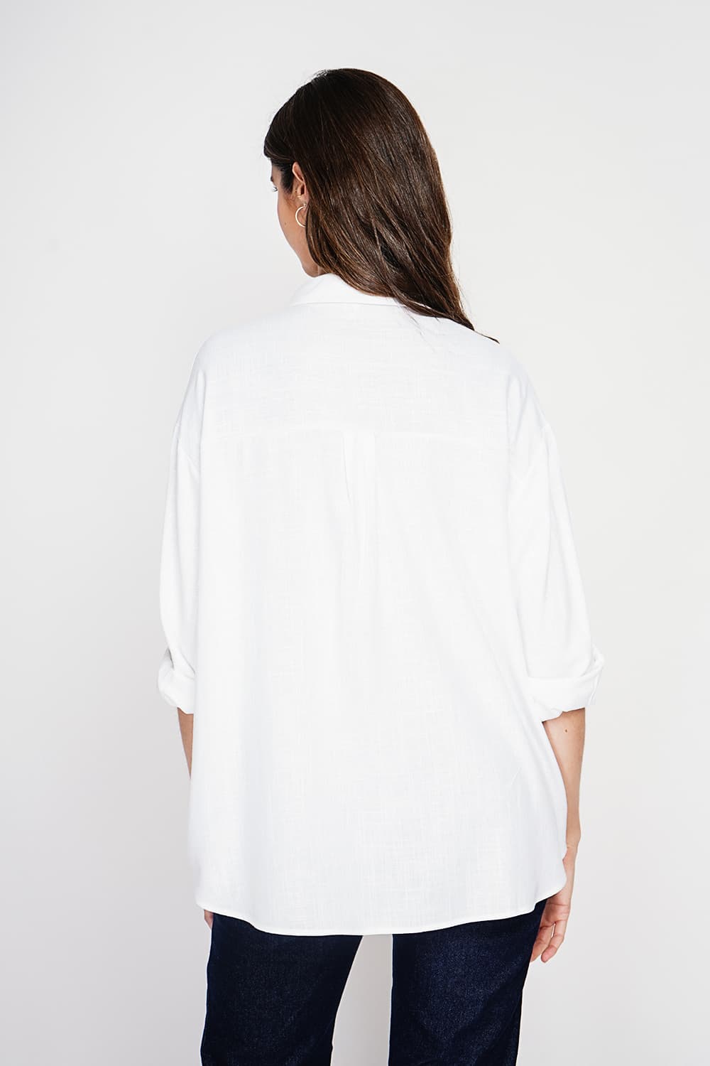 Chemise longue coupe oversize Poche poitrine à manches longues 8