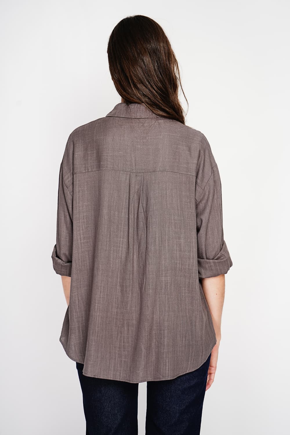 Chemise longue coupe oversize Poche poitrine à manches longues 12