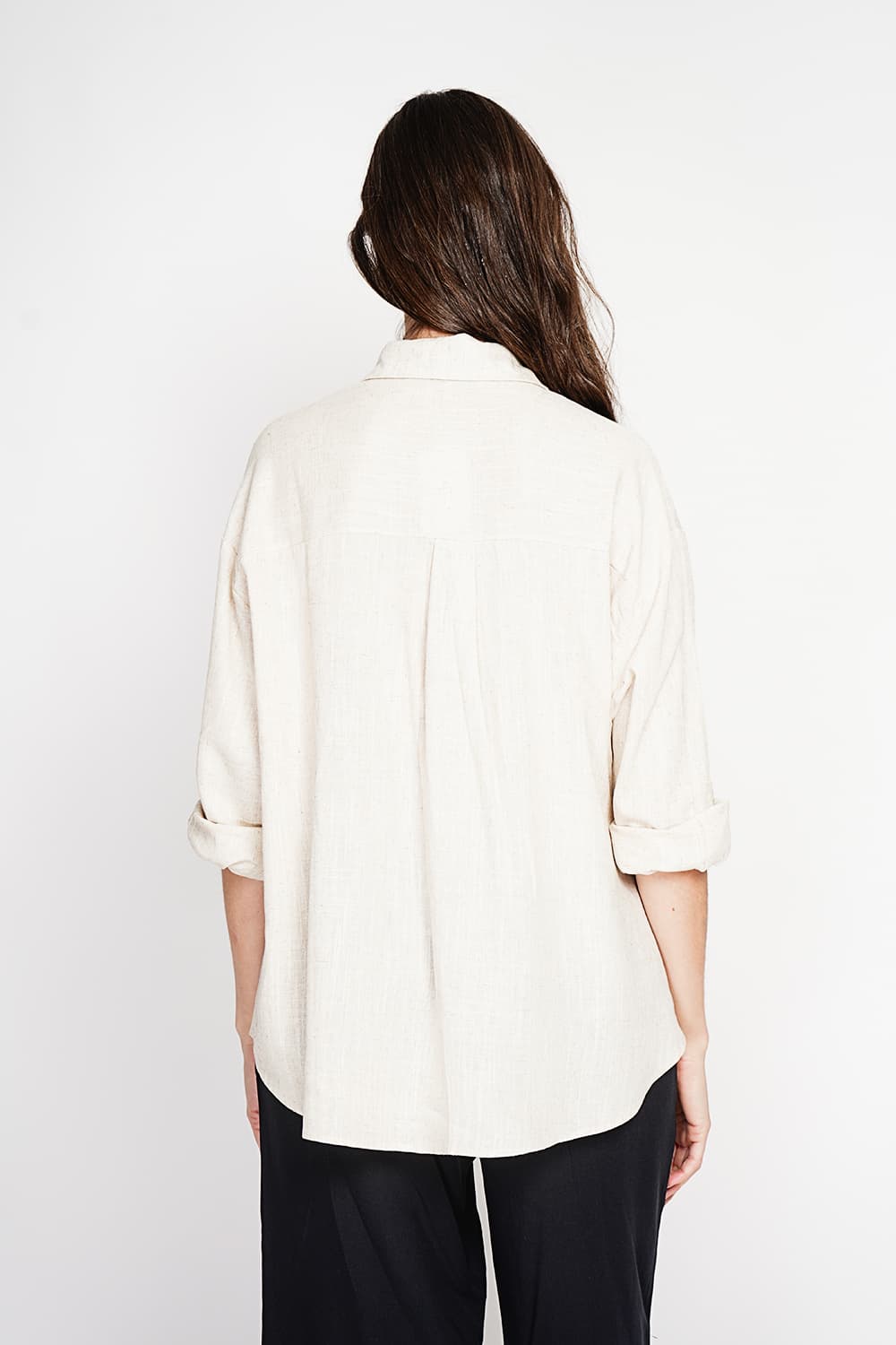 Chemise longue coupe oversize Poche poitrine à manches longues 23