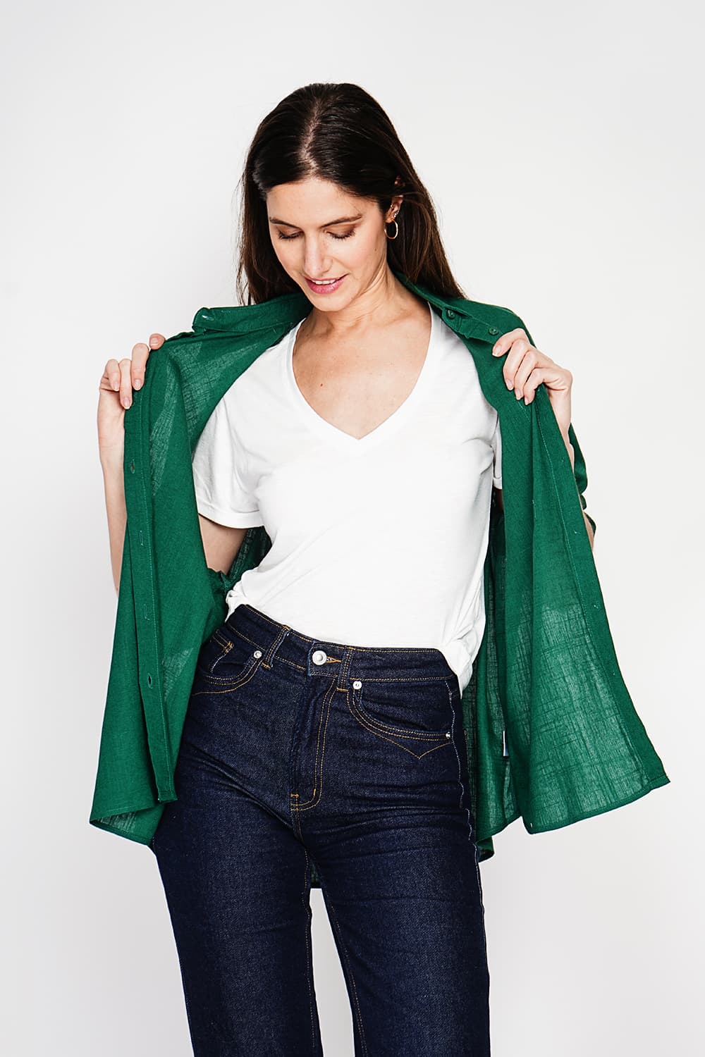 Chemise longue coupe oversize Poche poitrine à manches longues 25