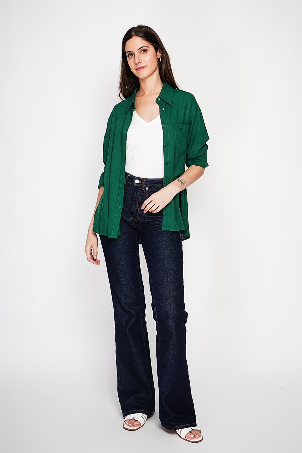 Chemise longue coupe oversize Poche poitrine à manches longues 26