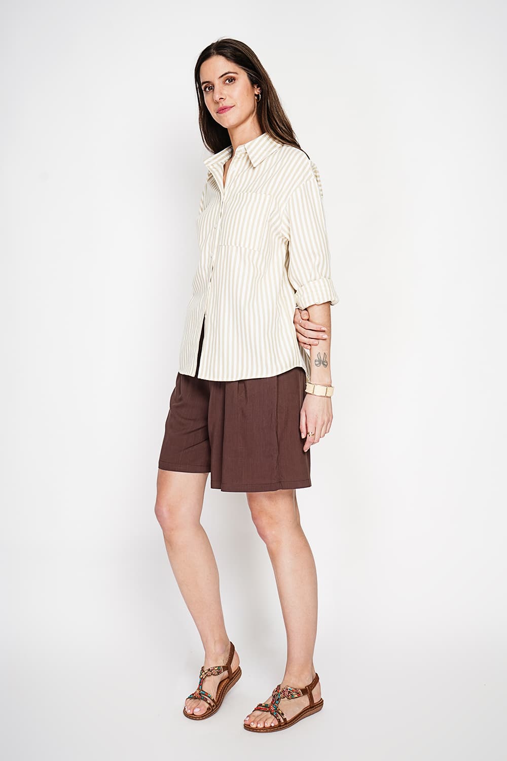 Chemise longue coupe oversize Poche poitrine à manches longues à reyure 10