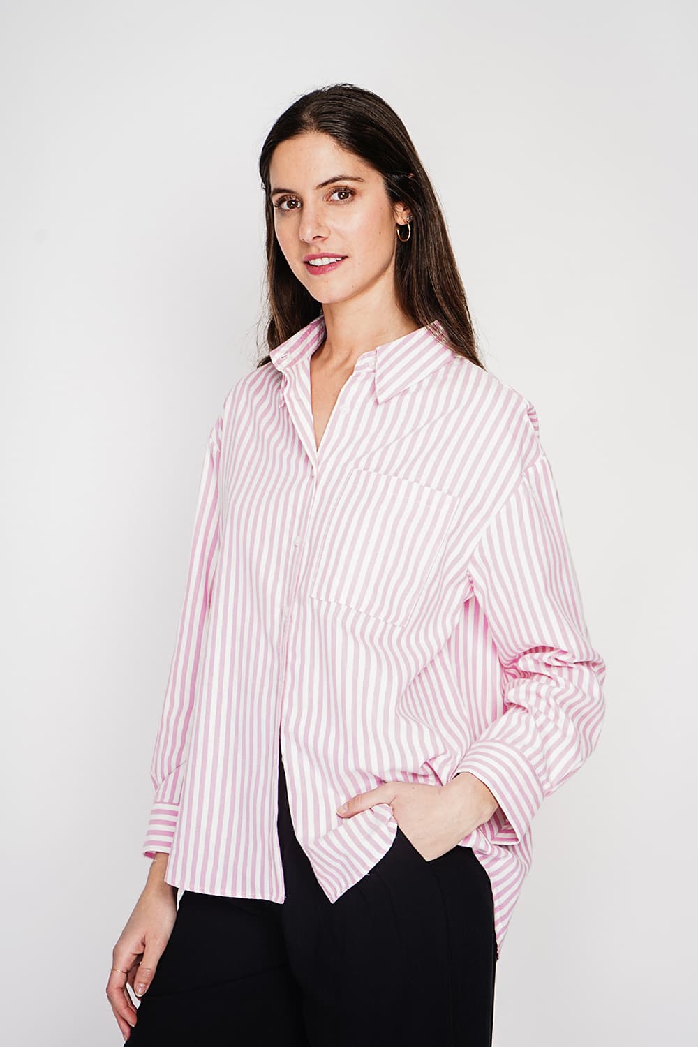 Chemise longue coupe oversize Poche poitrine à manches longues à reyure 13