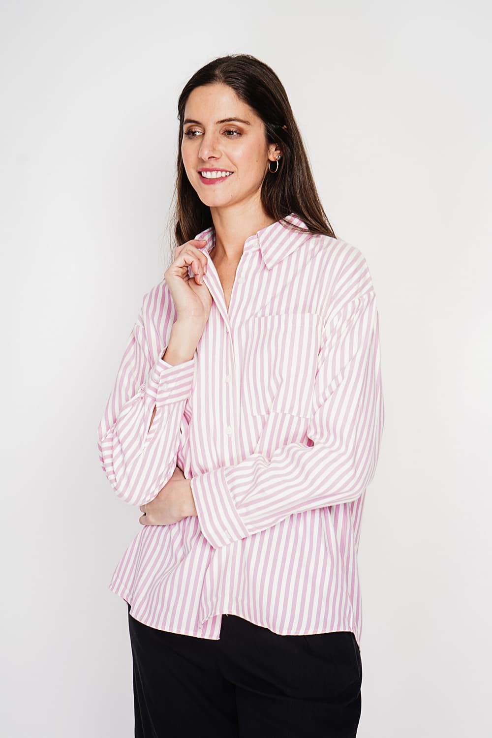 Chemise longue coupe oversize Poche poitrine à manches longues à reyure 14