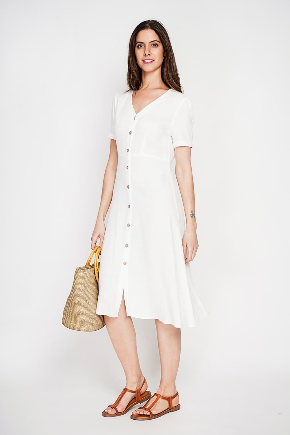 Robe longue boutonnée devant à manche court 2