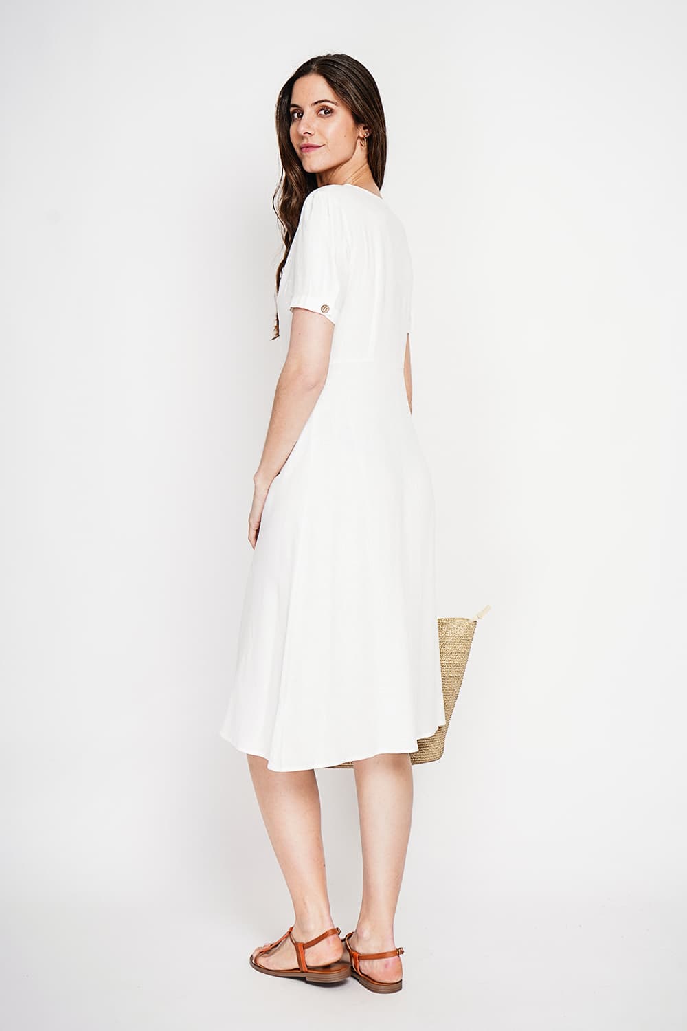 Robe longue boutonnée devant à manche court 3