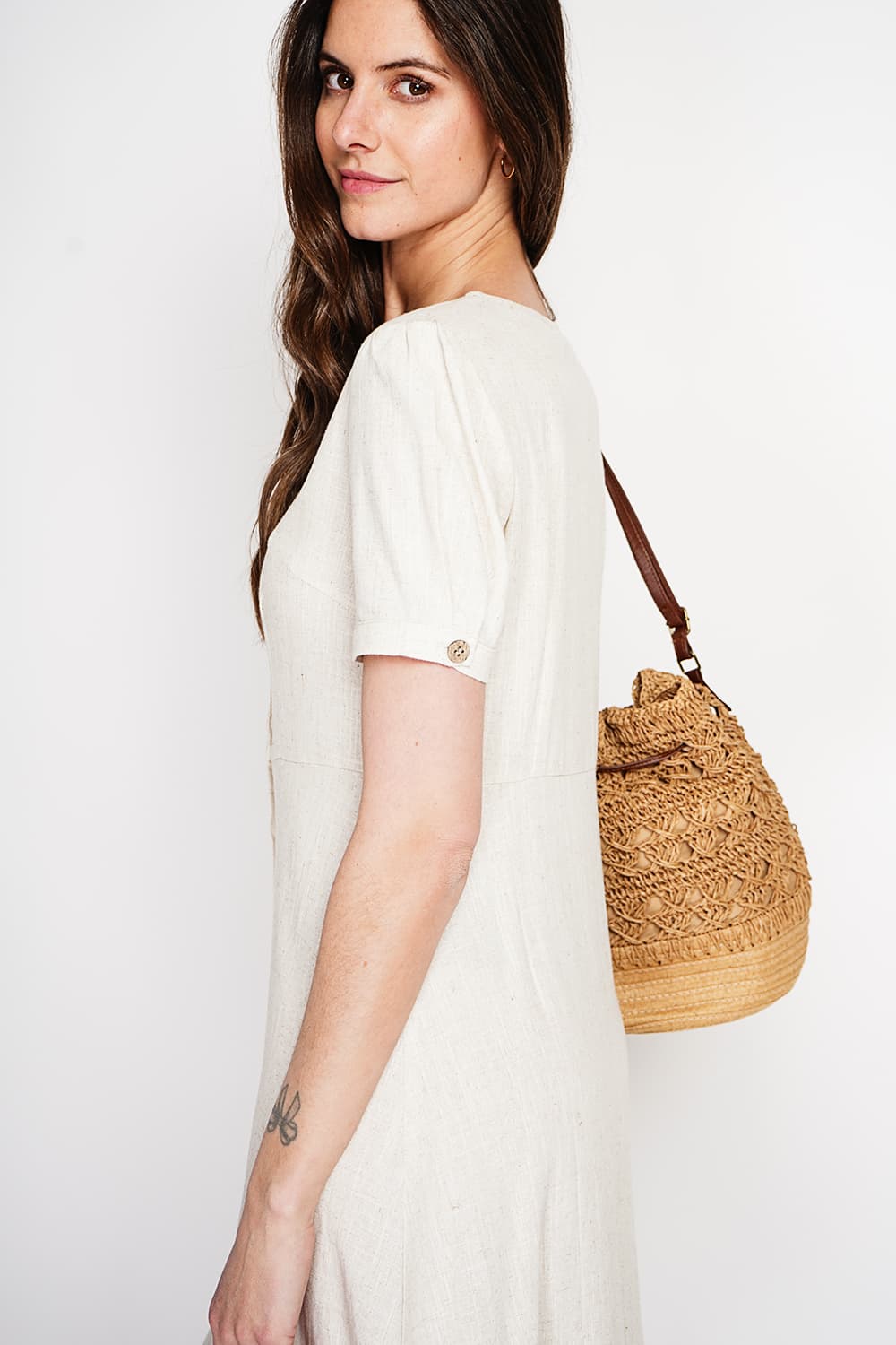 Robe longue boutonnée devant à manche court 8