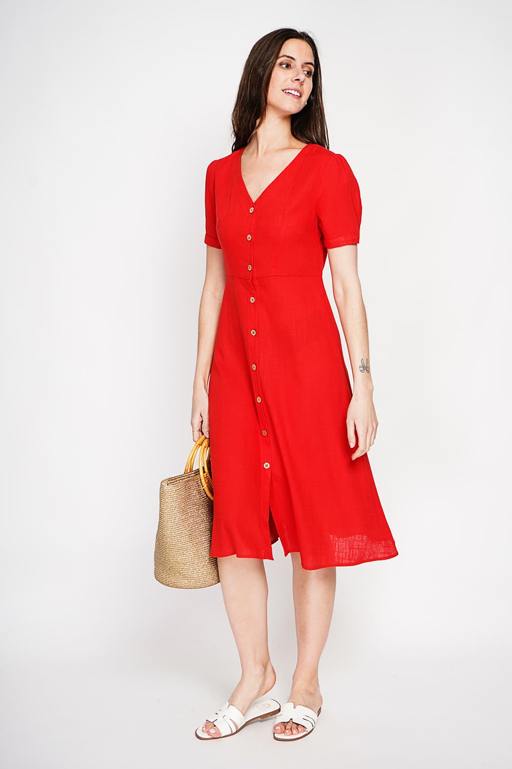 Robe longue boutonnée devant à manche court 13