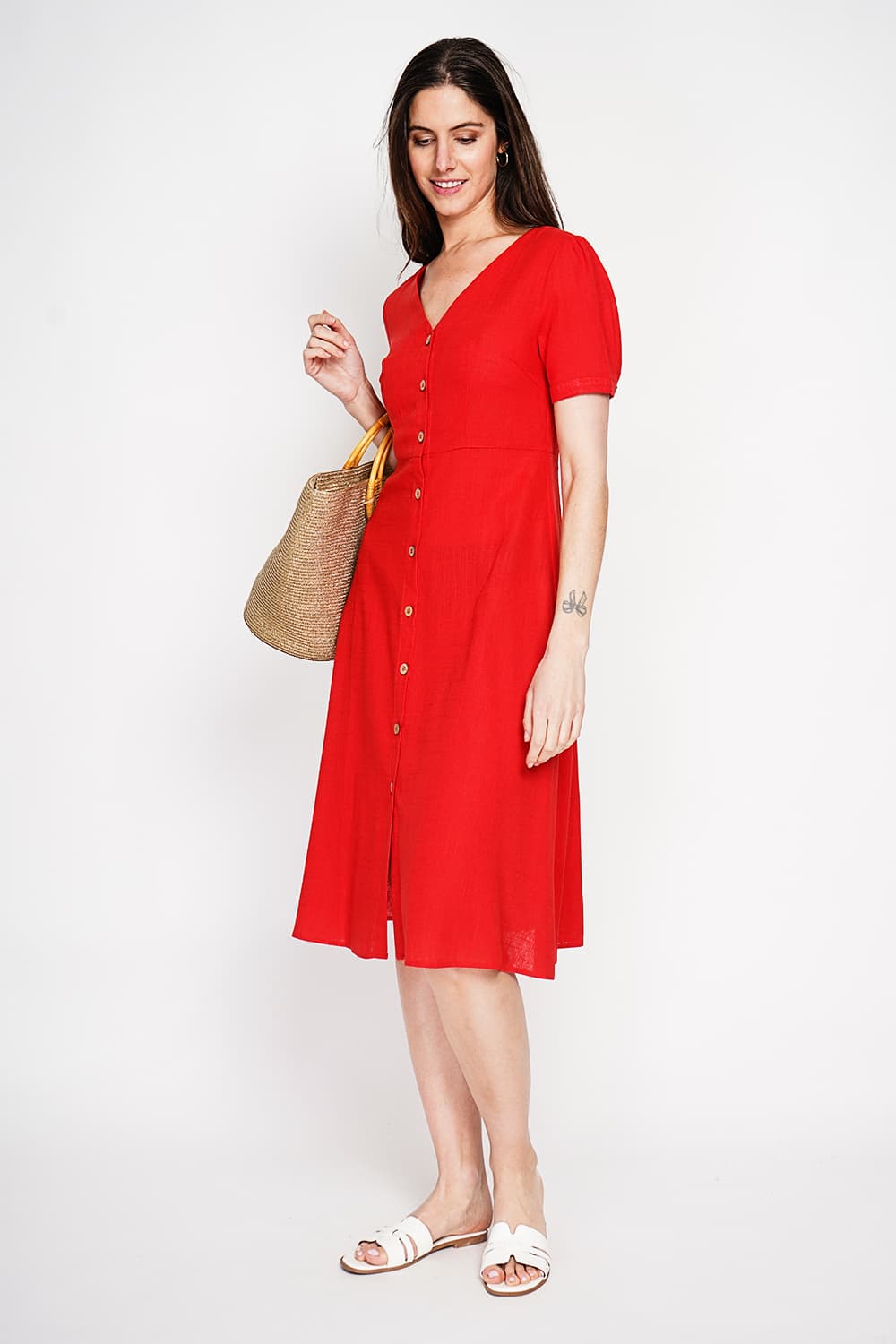 Robe longue boutonnée devant à manche court 14