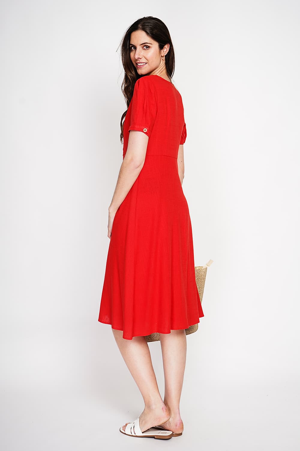 Robe longue boutonnée devant à manche court 15