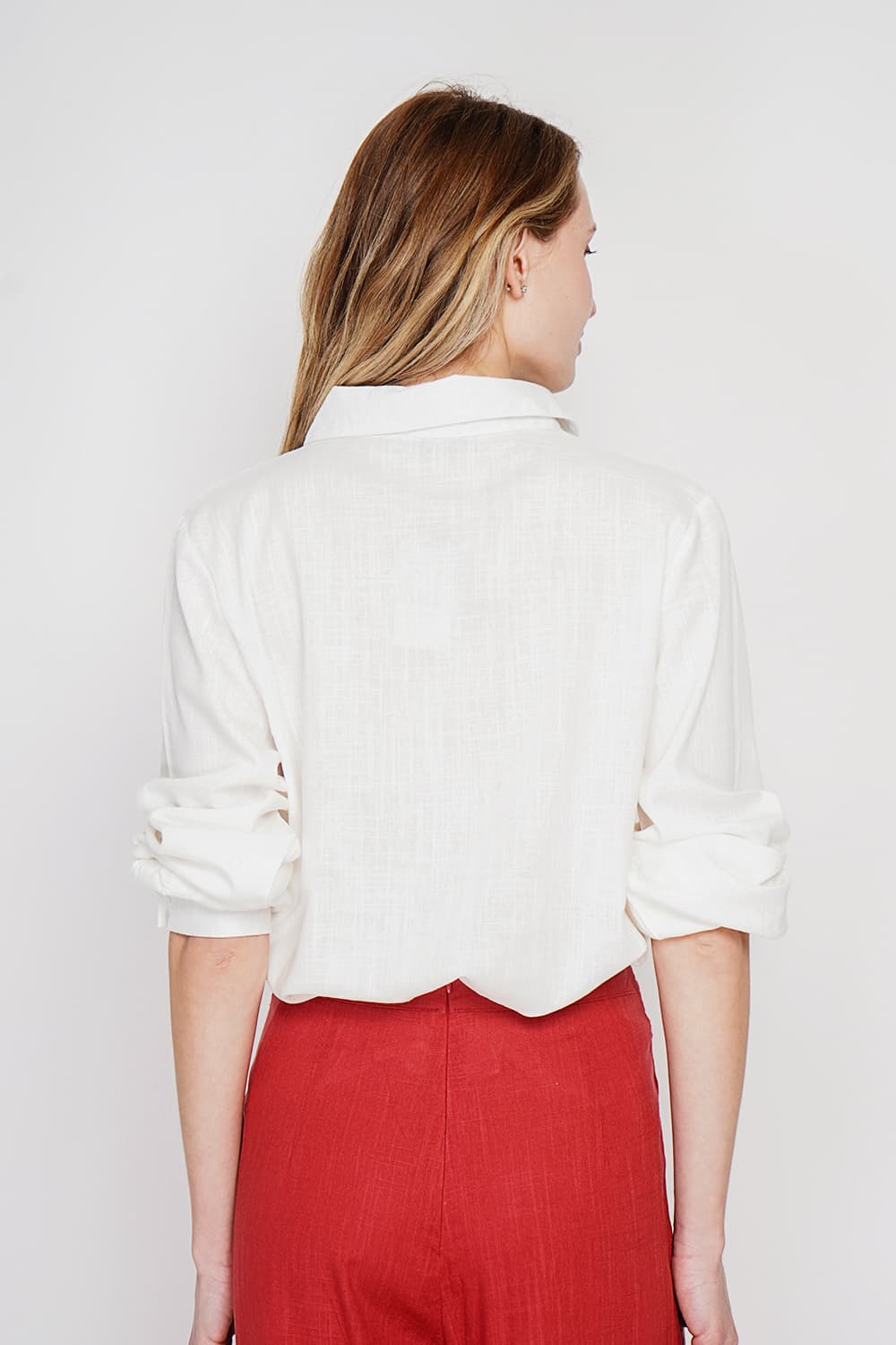 Blouse col chemise évasée à manche longueur 7