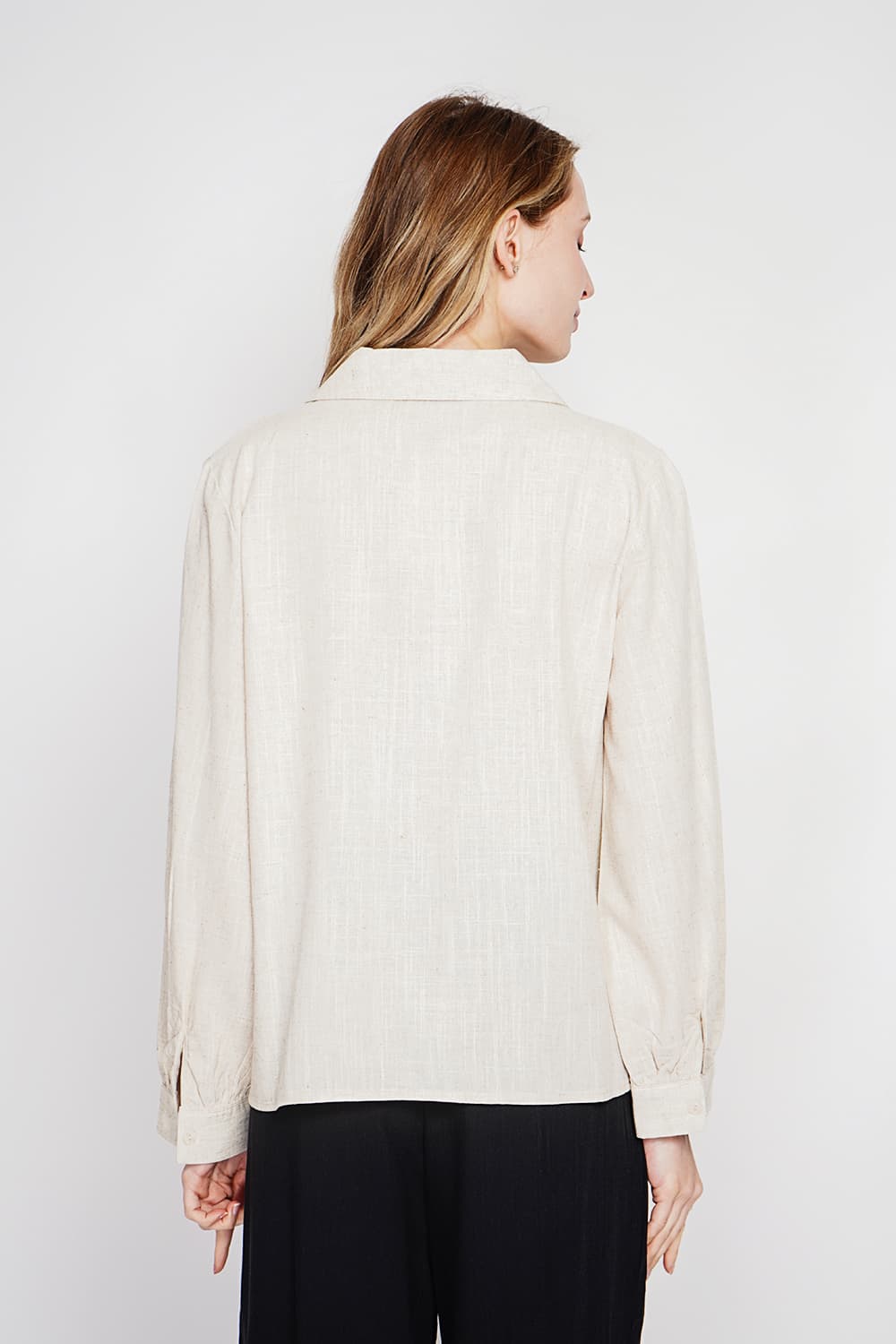 Blouse col chemise évasée à manche longueur 11