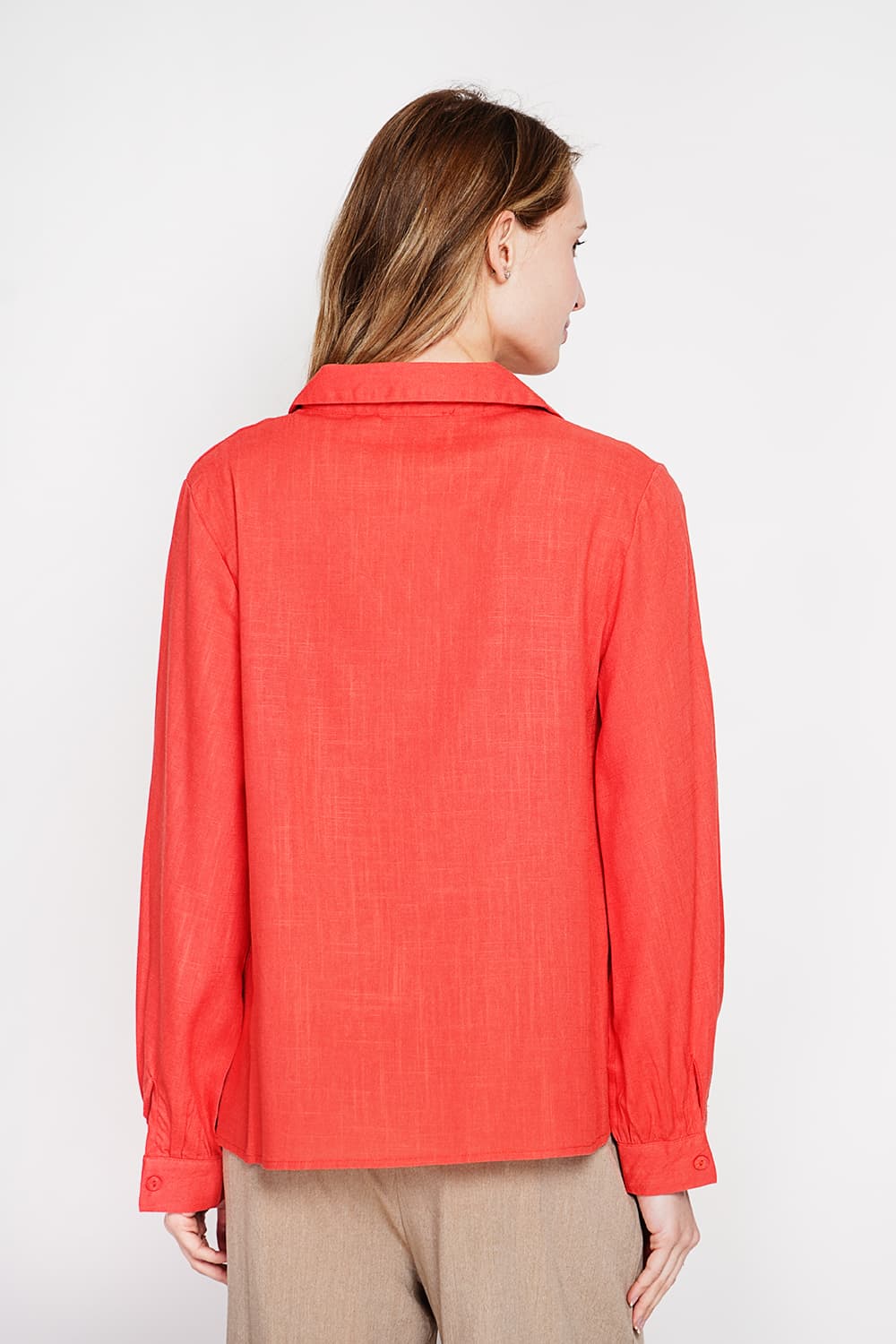 Blouse col chemise évasée à manche longueur 16