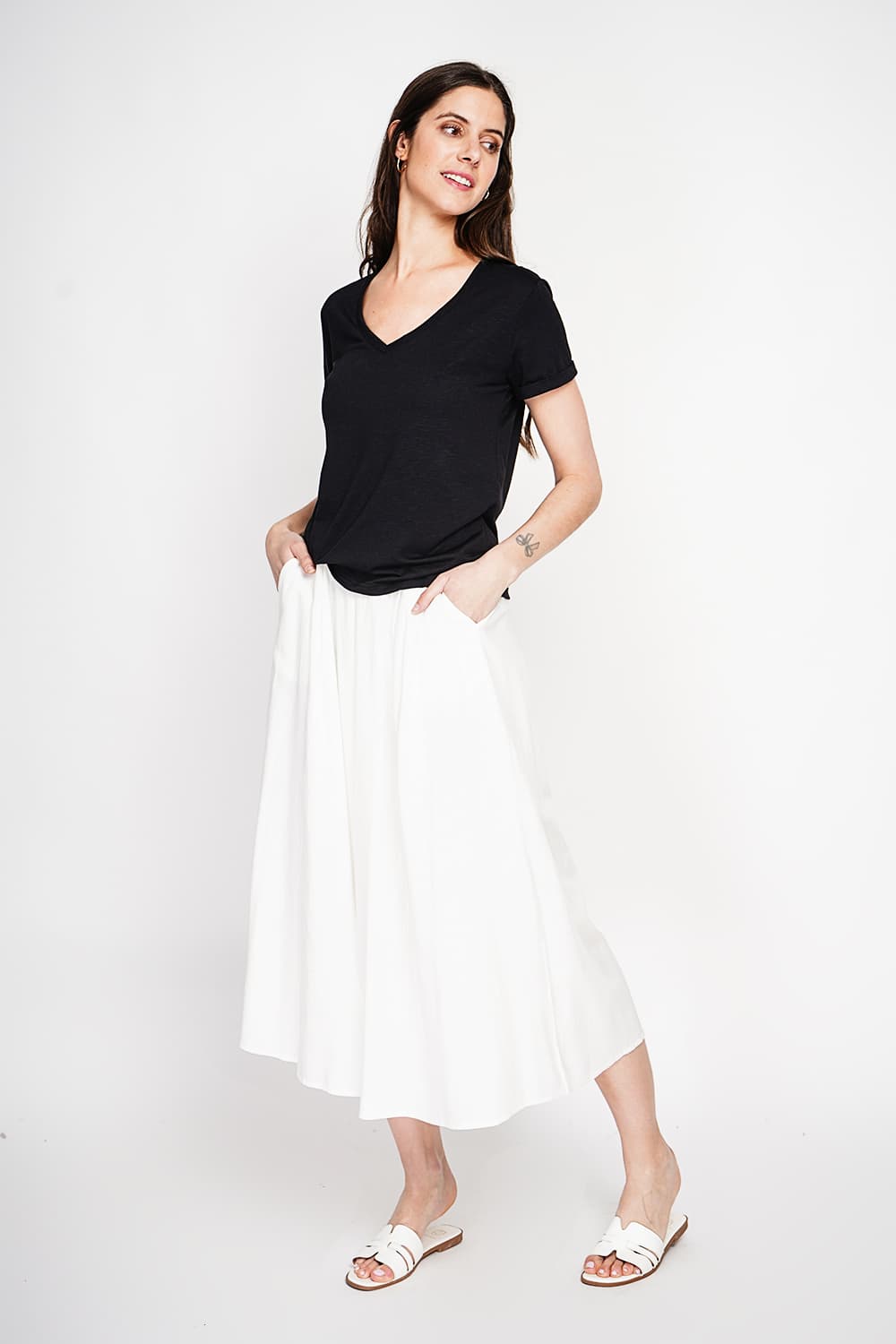 Jupe longue taille élastiquée poches latérale 4