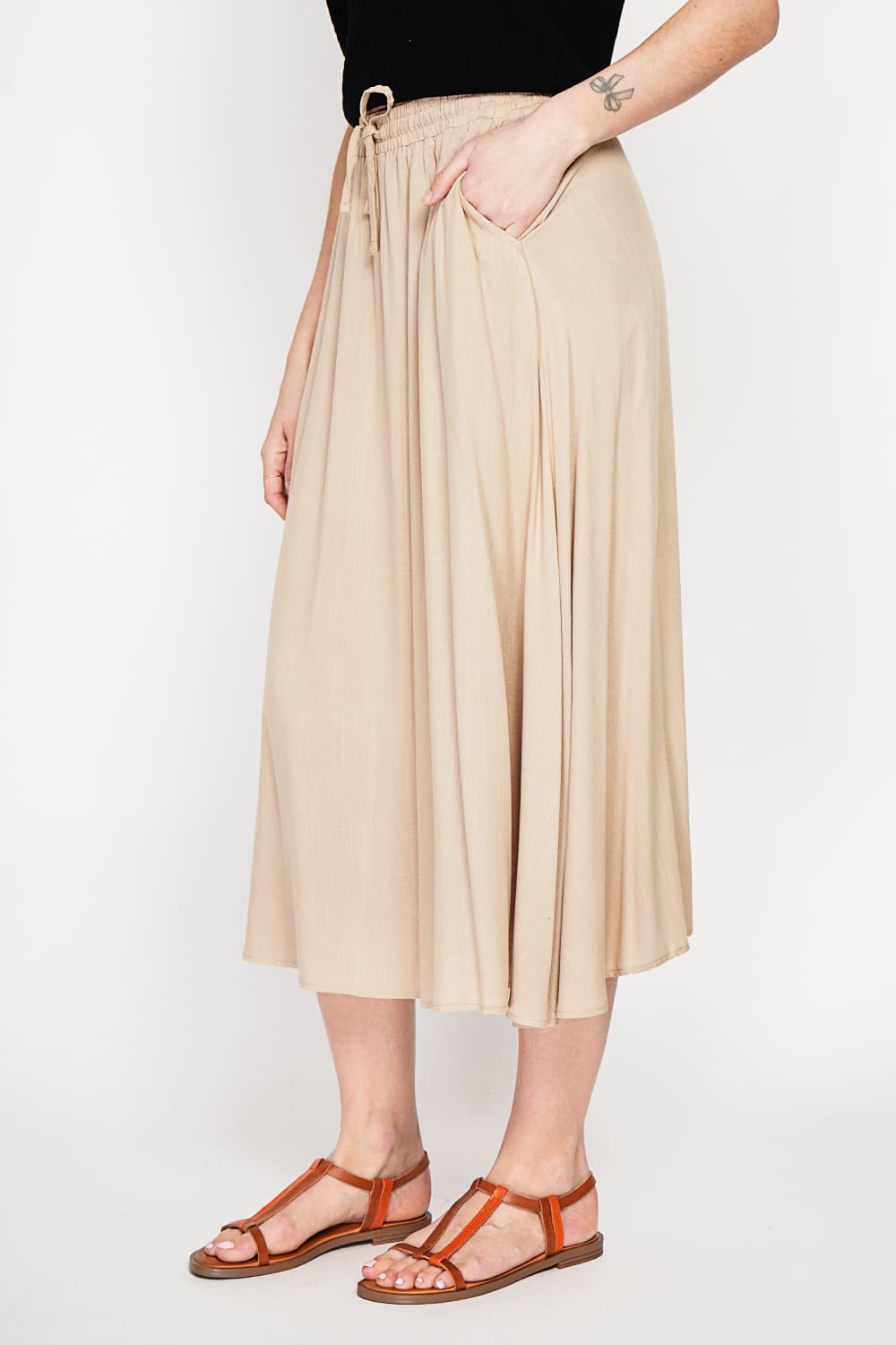 Jupe longue taille élastiquée poches latérale 8