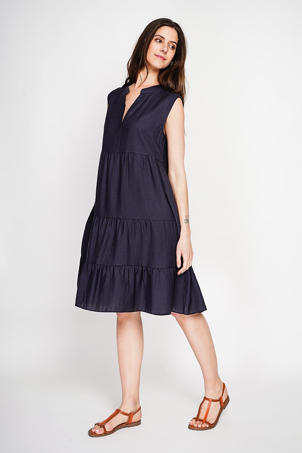 Robe col tunisien gaufrée à étages S/M 10