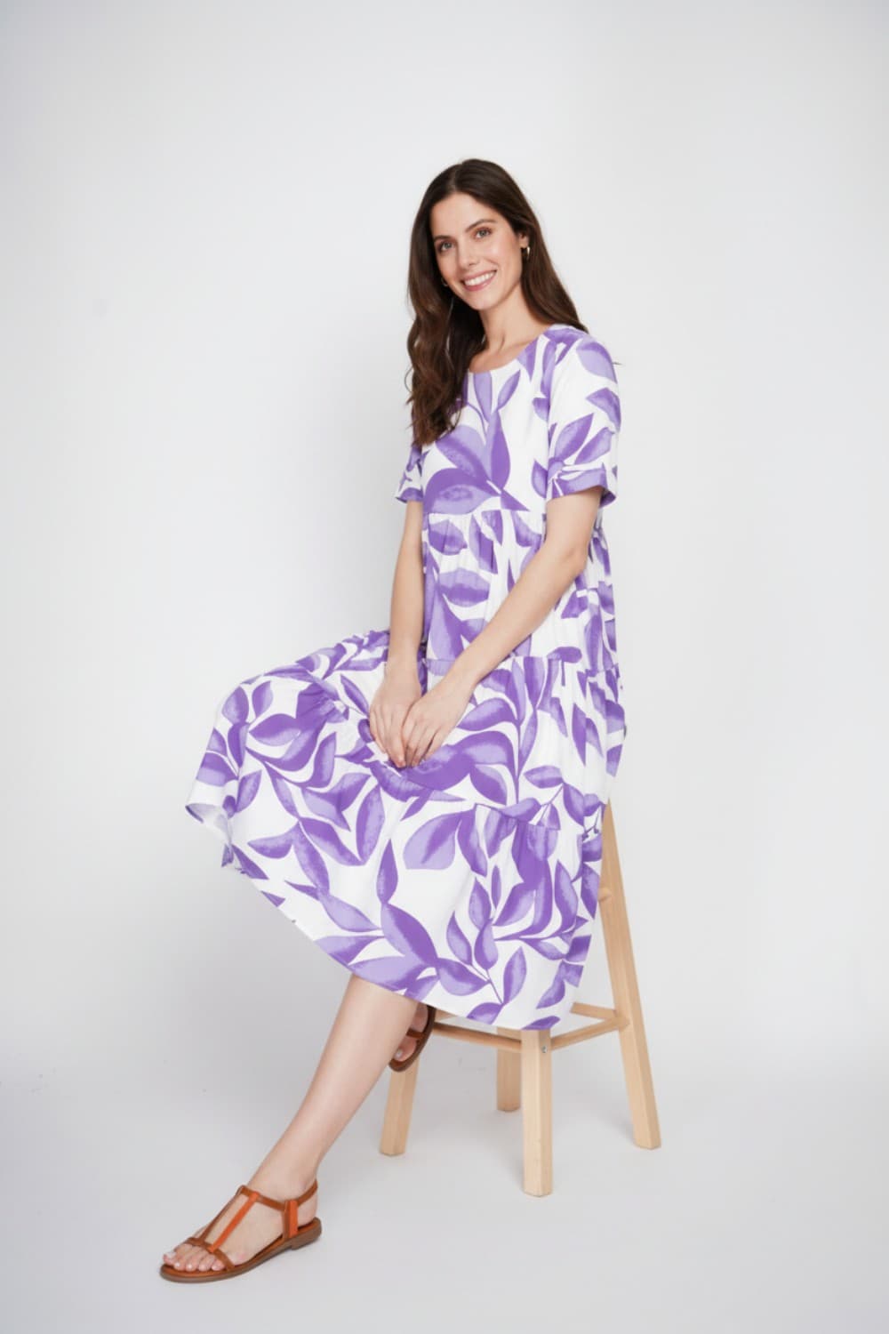 Robe longue coupe babydoll imprimé 7