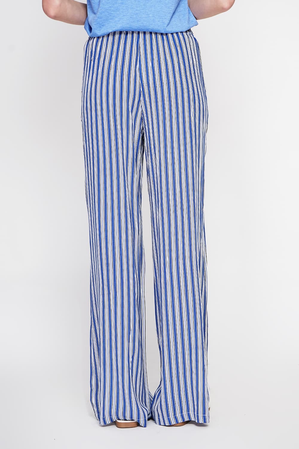 Pantalon taille haute à rayure avec cordons de serrage avec poches 7
