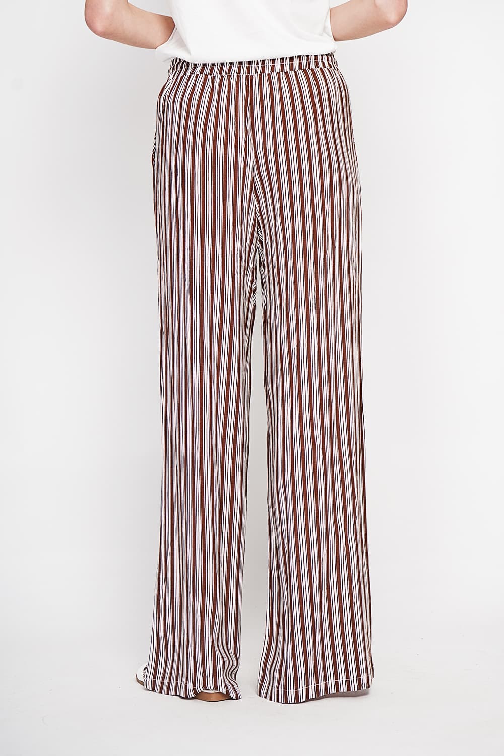 Pantalon taille haute à rayure avec cordons de serrage avec poches 12