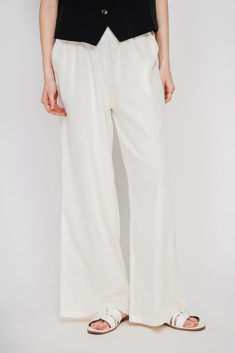 Pantalon large taille haute avec poches 3