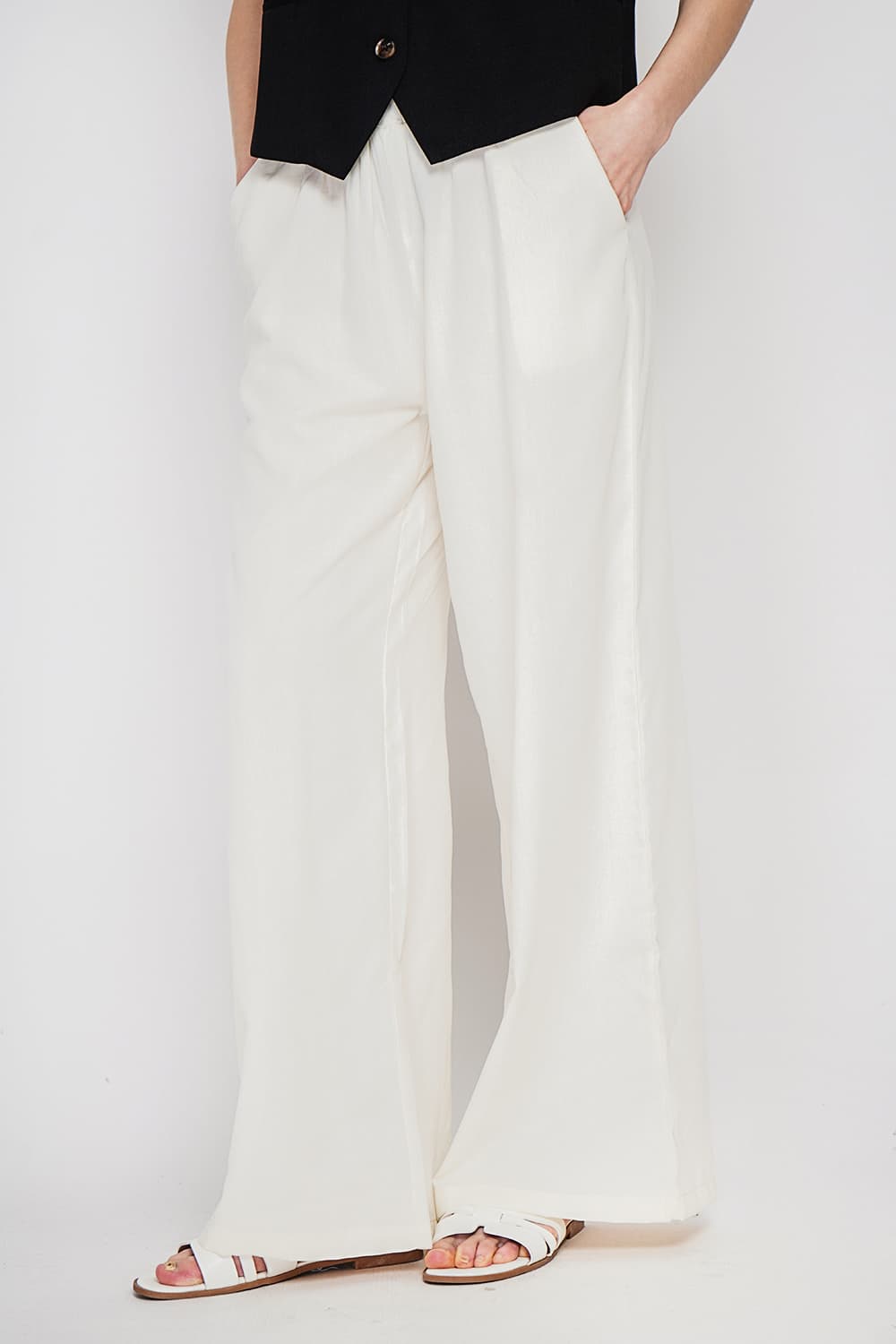 Pantalon large taille haute avec poches 17