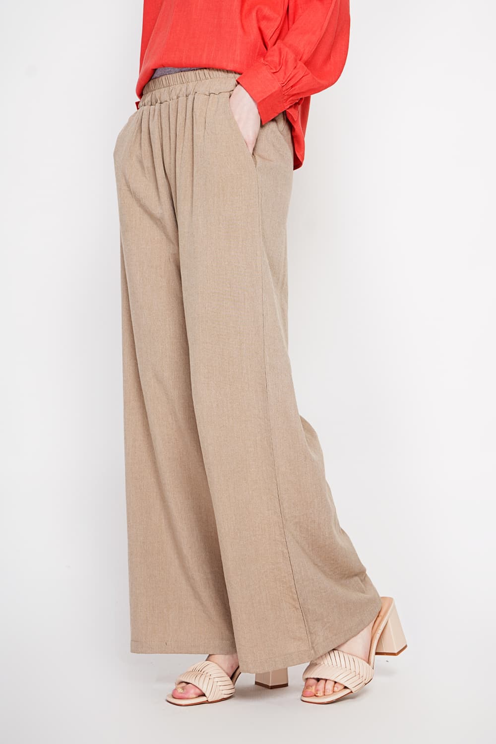Pantalon large taille haute avec poches 5