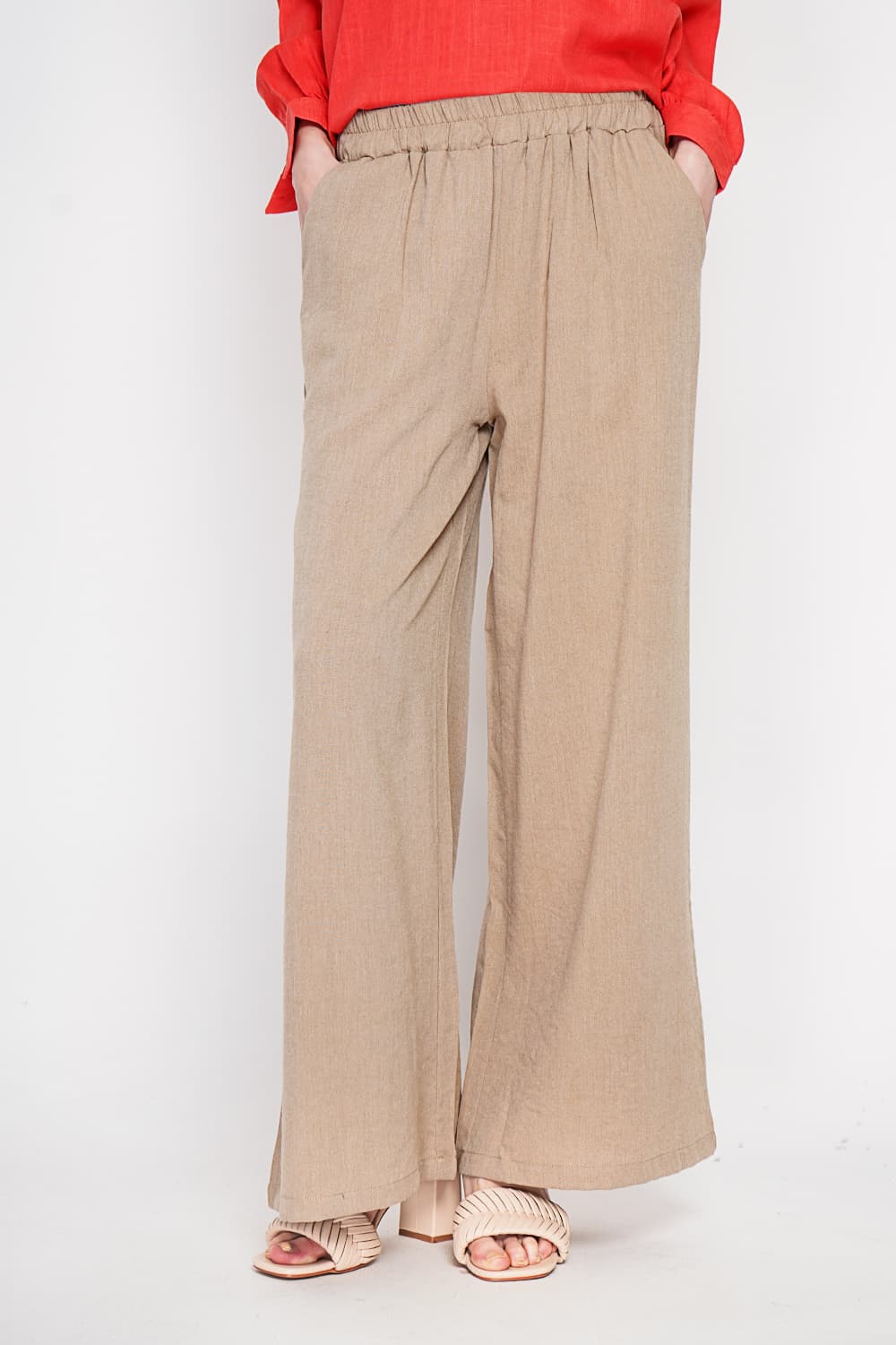 Pantalon large taille haute avec poches 7
