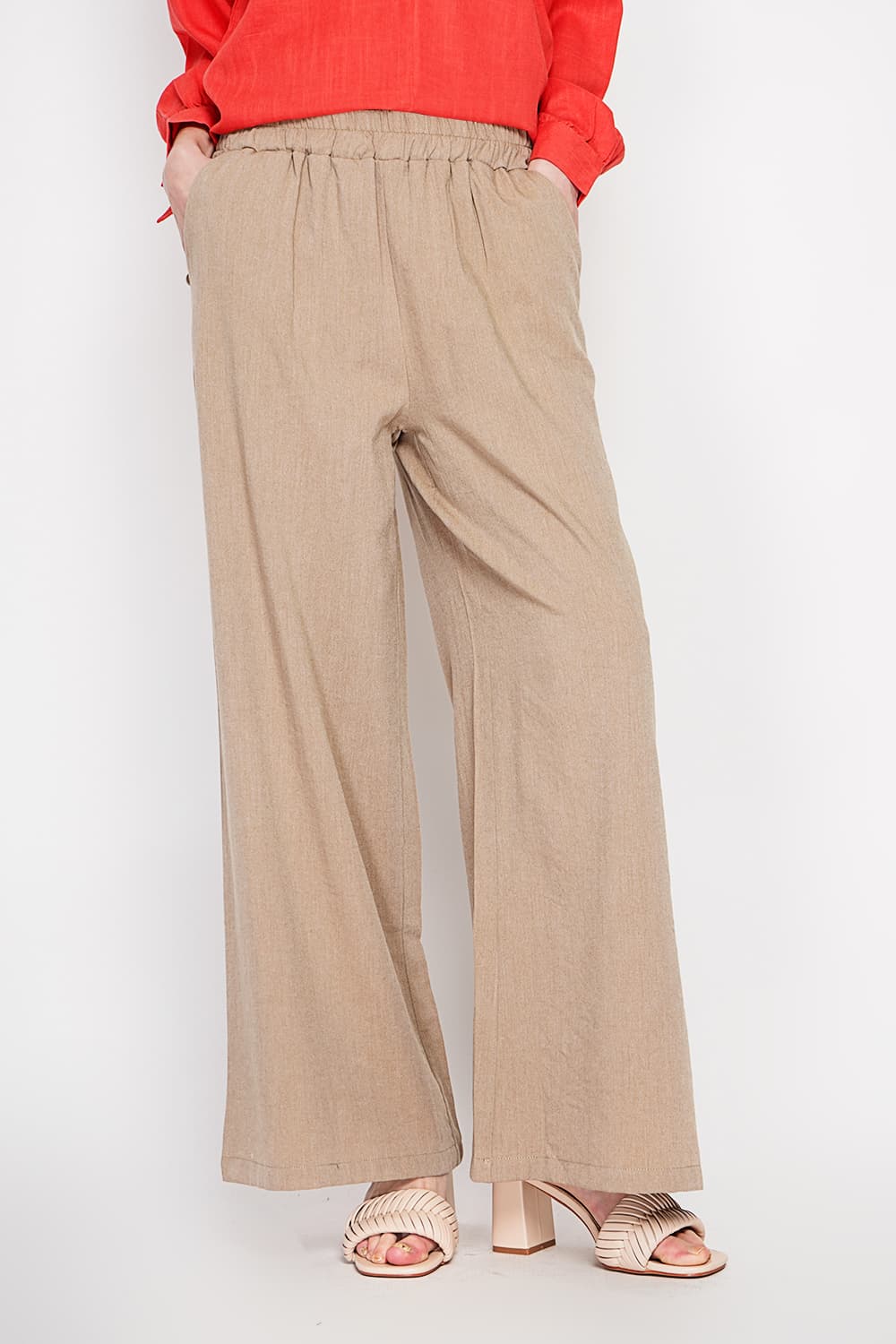 Pantalon large taille haute avec poches 8