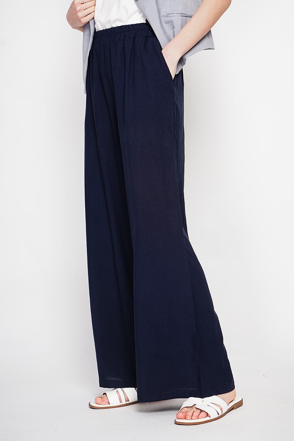 Pantalon large taille haute avec poches 9