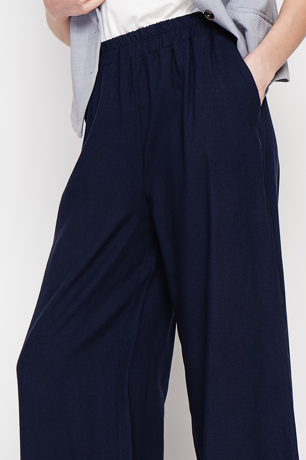 Pantalon large taille haute avec poches 10