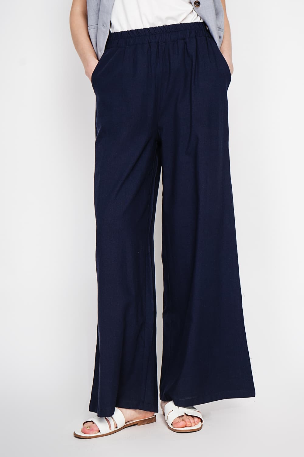 Pantalon large taille haute avec poches 12